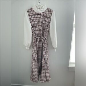 Dainty Jewells White Midi Tie Front Dress